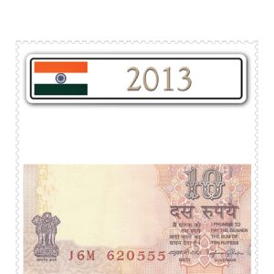 2013 10 Rupee Old Note with sami Fancy Number 620555 Plain Inset Sig by Raghuram Ji Rajan