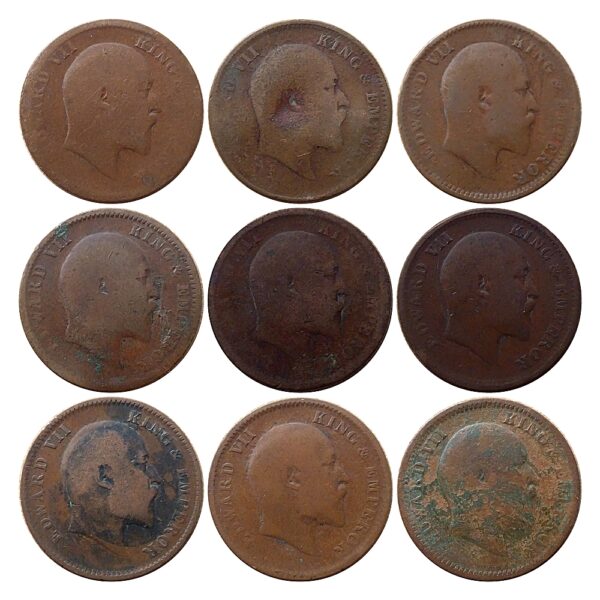 1907 British india King Edward VII One Quarter Anna Calcutta Mint O