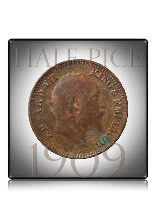 1909 British India 1/2 Half Pice King Edward VII Calcutta Mint - Worth Collecting