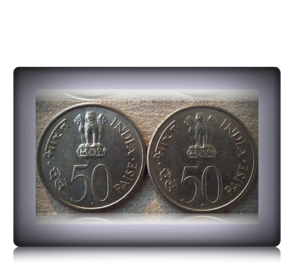 1964 50 Paise Republic India Hindi Ledgend - Jawaharalal Nehru Get 2 Coins