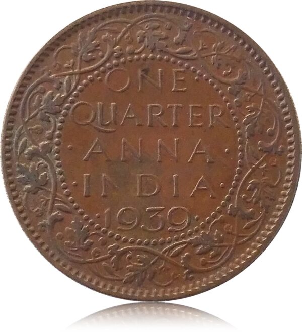1939 1/4 Quarter Anna British India King George VI Calcutta Mint - Best Buy - Image 3
