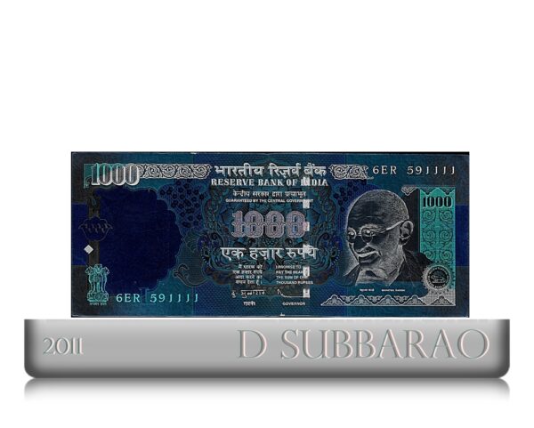 2011 1000 Rupee Old Note with D Subbarao with fancy ending no 1111 worth collecting best value online