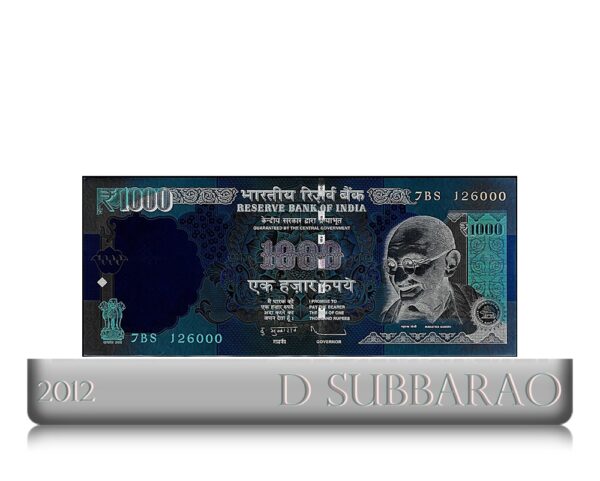 2012 1000 Rupee Old Note with D Subbarao with fancy ending no 000 worth collecting best value online