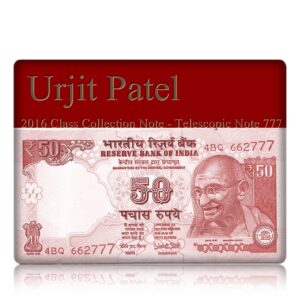 2016 50 Rupee Note Plain Inset Sign by Urjit Patel fancy number ending with 777 telescopic note