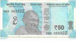 F--3BB 553322 50 Rupee note