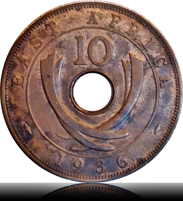 1936 10 cents East Africa King Georgeivs V O