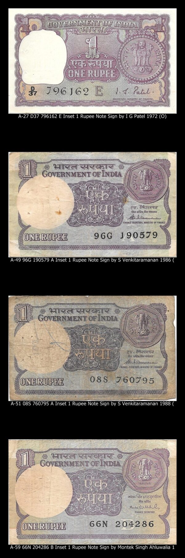 1 rupee notes o
