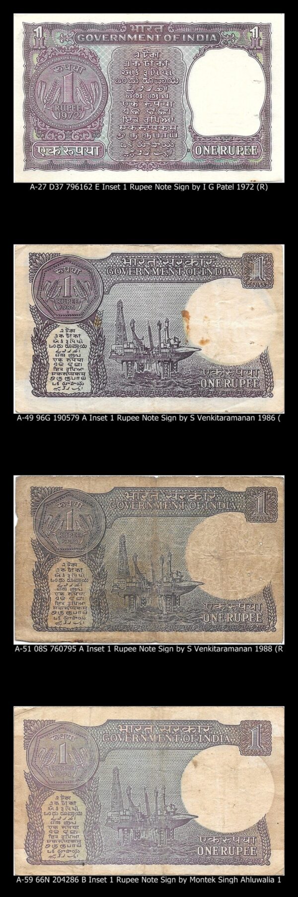 1 rupee notes r