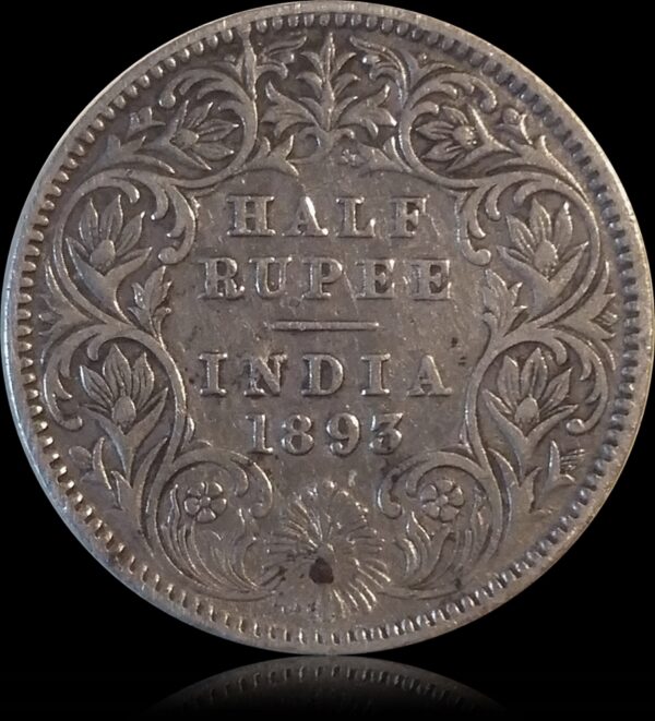 1893 1/2 Half Rupee Victoria Empress -British India Queen - Worth Buy - Image 3