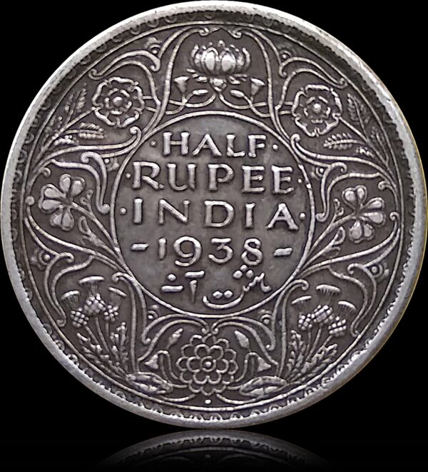 1938 1/2 Half Rupee British India King George VI Bombay Mint - Worth Collecting - Image 3