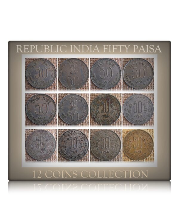 50 paise -1973 1976 1977 1982 1984 1985 1987 1988 Republic India Set of 12 Coins Worth Collecting