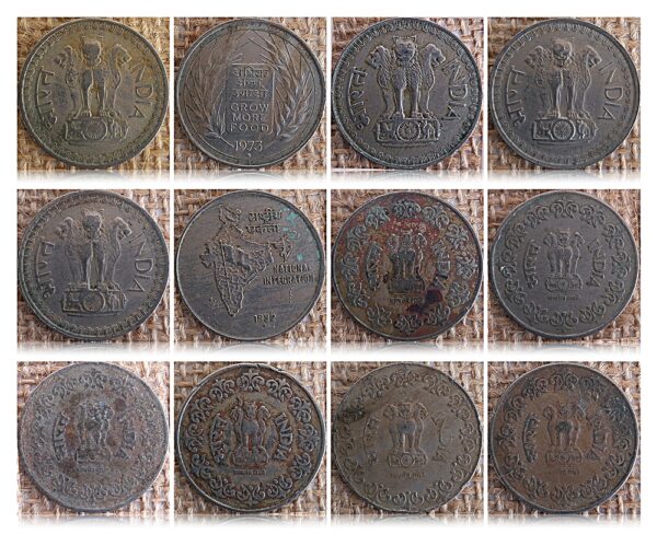 50 paise -1973 1976 1977 1982 1984 1985 1987 1988 Republic India Set of 12 Coins Worth Collecting - Image 3