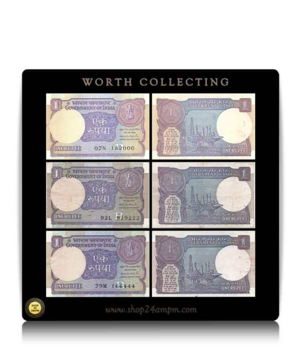 A56 A57 A58 1 Rupee UNC Notes Sig by Montek Singh Ahluwalia 1991 & 1992 3 nos with fancy ending number - Hard to Get Best buy