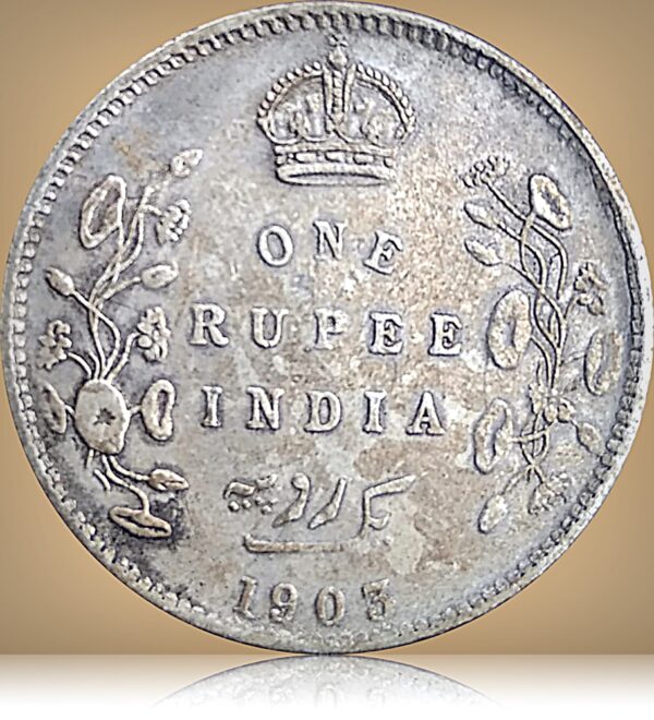 1903 1 Rupee King Edward VII British India Silver Coin Top Grade Home Collection -Worth - Image 3