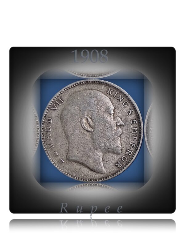 1908 1 Rupee King Edward VII British India Silver Coin