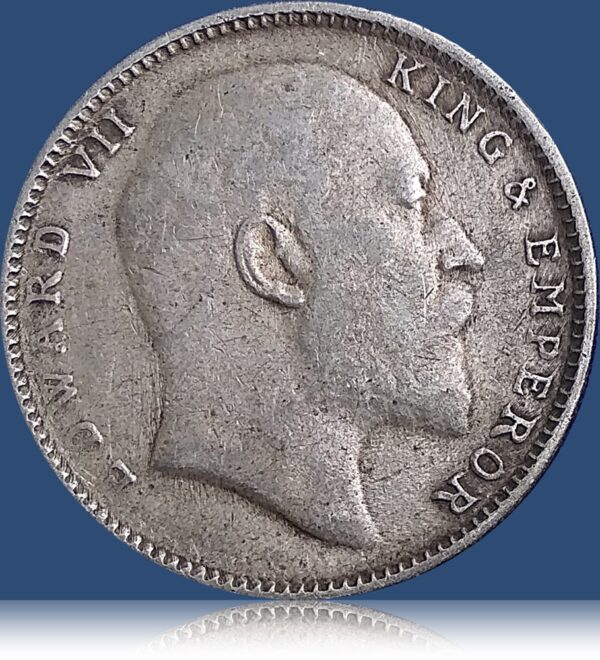 1908 1 Rupee King Edward VII British India Silver Coin - Image 2