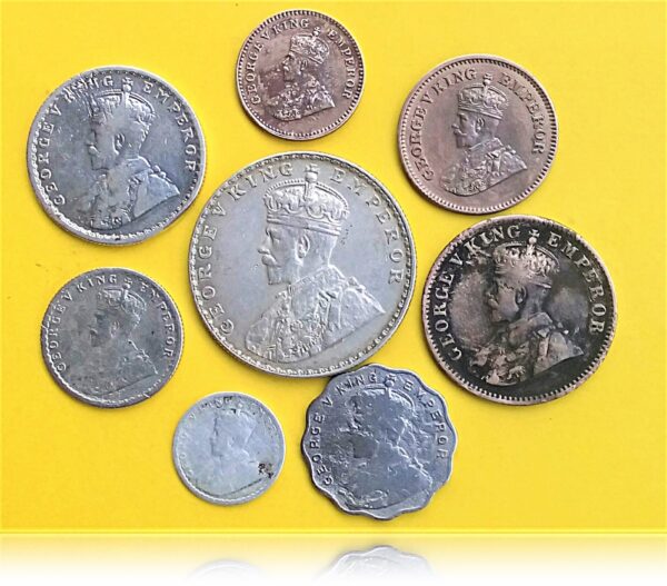 1912 British India Rupee Half Quarter Rupee two annas 1 anna pice Full Set 8 coins Best Buy Point Worth Collecting - Image 2