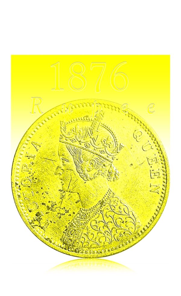 1876 1 Rupee British India Queen Bombay Dot Variety- RARE