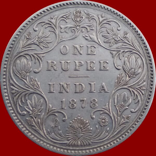 1878 1 Rupee British India Queen Victoria Empress - Worth Buy - Image 3