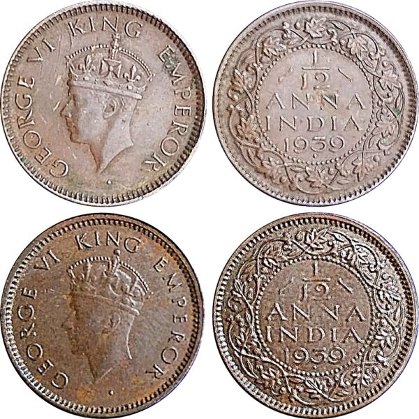1939 1 by 12 anna British India First & Second Head King George VI Collector's Choice - ALL TIME WORTH455 - Image 2