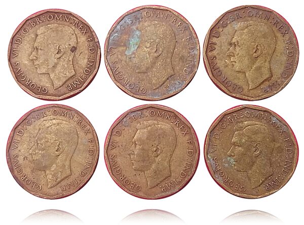1940-1945 United Kingdom UK King George VI 3 pence 6 consecutive years Extremely rare collection - Image 2