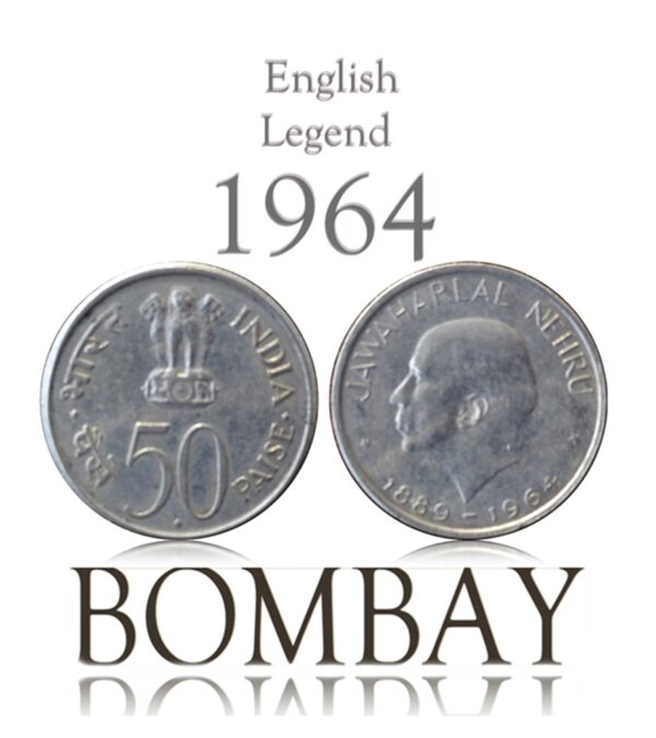 1964 50 paise Jawaharlal Nehru Coin Bombay Mint English Legend Worth Collecting Best online Value