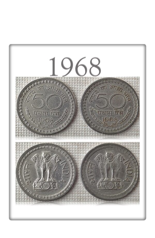 1968 50 Paise republic India Bombay & Calcutta Mint coins - best online value
