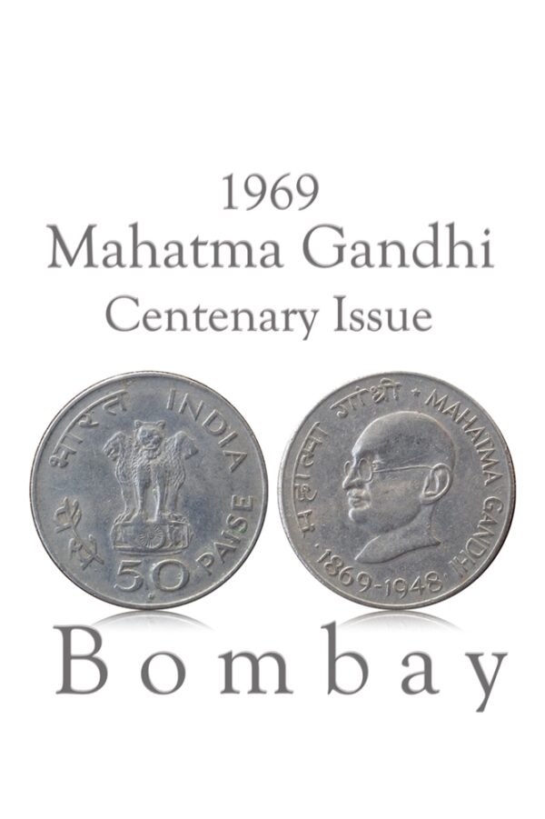 1969 50 paise Mahatma Gandhi 1869-1948 Centenary Issue Coin Bomaby Mint