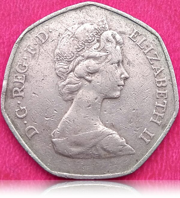 1973 50 pence UK first commemorative coin ."Entry into the European Economic Community - Image 3