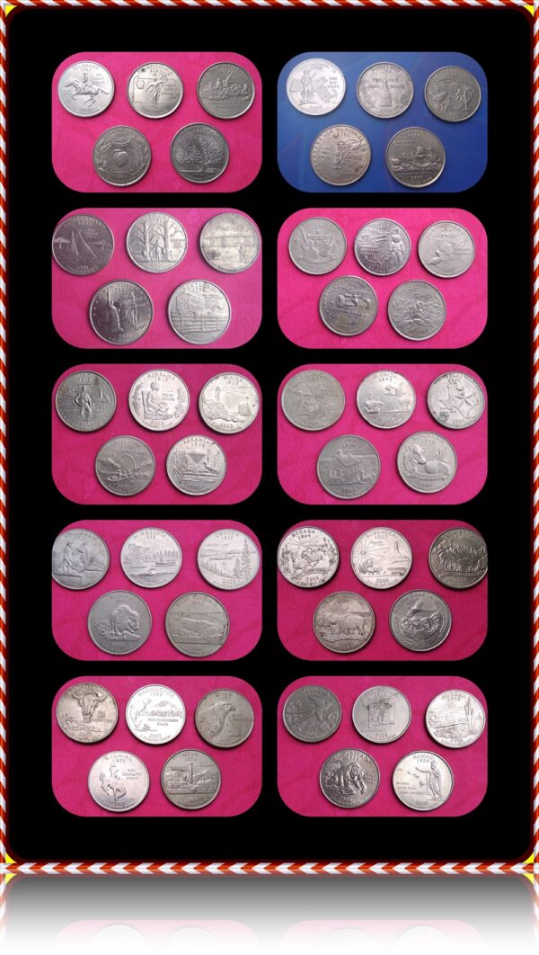 1999 to 2008 50 Coins set - Full Boogie USA Quarter Dollar - Royal Collection - Best Found - Heart Full Collection Rich