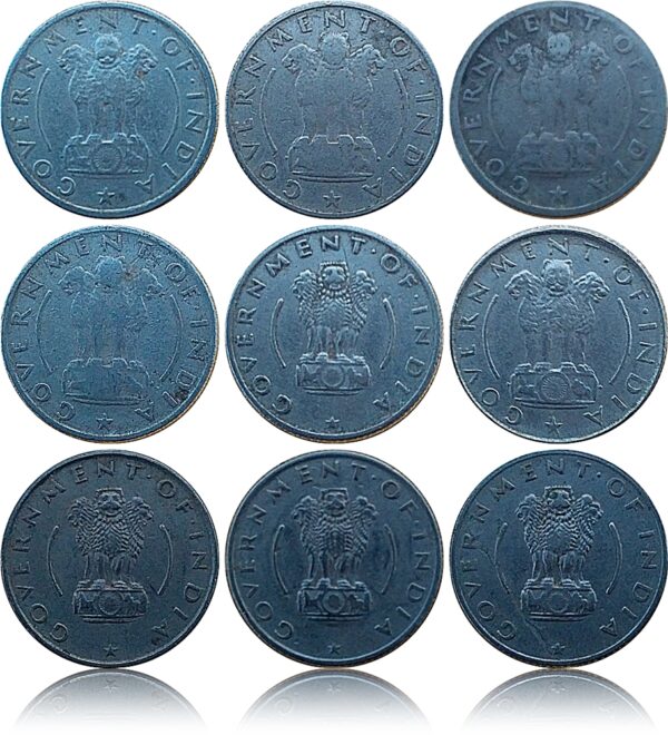 1950 1951 1954 1955 1956 Republic India - Char Anna - Quarter Rupee 9 coins set - Best buy - Worth on time Collection - Image 2