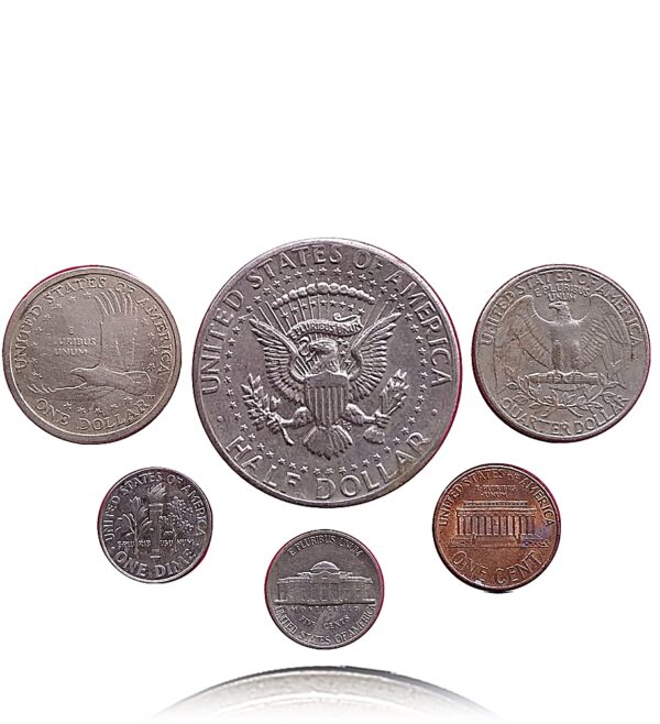USA Full set 1 Dollar Half Dollar Quarter Dollar One Dime Five Cents One Cent -6 coins Full USA Set Coins - Image 2