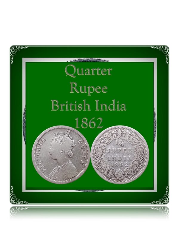 1862 1/4  Quarter Rupee British India Queen Victoria XF Rare