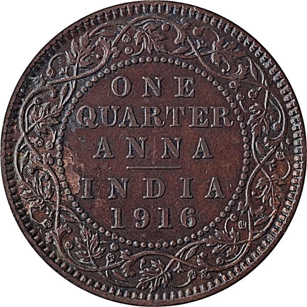 1916 One Quarter Anna King George V . Rarest Best Found - Worth Collecting - Image 3