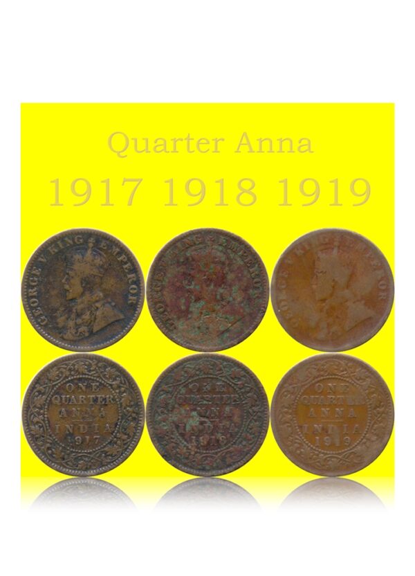 1917 1918 1919 1/4 Quarter Anna King George v 3 coins best buy online