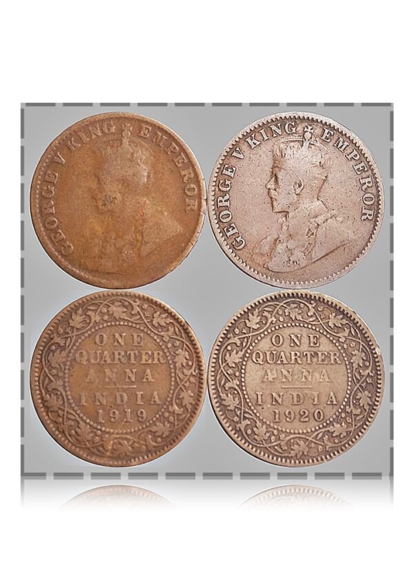 1919 & 1920 1/4 Quarter Anna British India King George V best online value