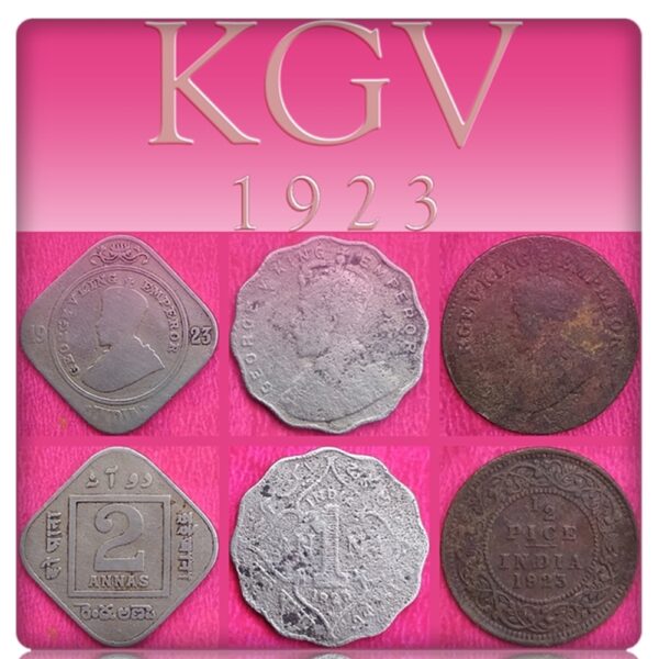 1923 British India King George V Half Pice 1 Anna 2 Annas Coins - Rare Collection555