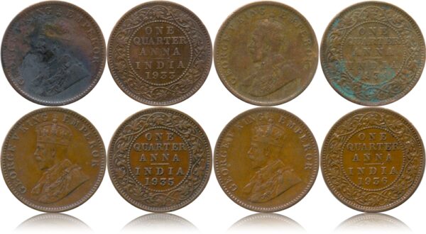 1933 1934 1935 1936 1/4 Quarter Anna King G V 4 COINS WORTH COLLECTING - Image 2