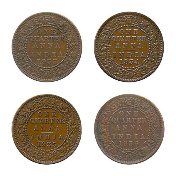 1933 1934 1935 1936 1/4 Quarter Anna British India King George V - Worth Buy - Image 2