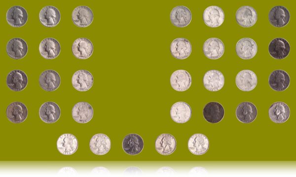 USA Quarter Dollar coins 1965 to 1998 including very rare years- 33 full set Extremely rare collection (1975 no issue) - Image 3