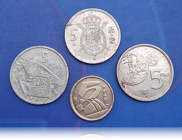 Spain 5 pesetas 4 different years - Rare Collection - Image 2