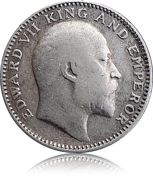 1908 Half Rupee King Edward VII Calcutta mint Extremely rare collection silver COIN - High grade - Image 2