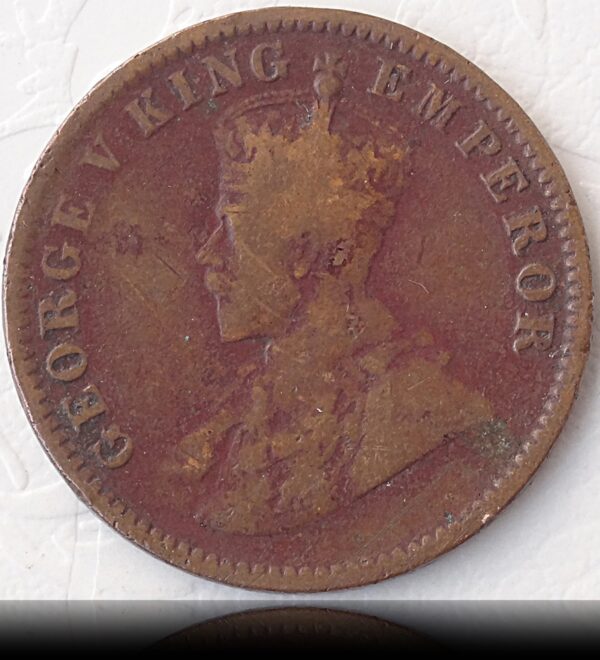 1919 1/4 Quarter Anna King George V Copper coin Worth Collecting HIT 9 punch mark - Worth Coin - Image 2
