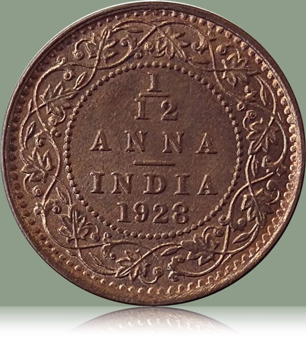 1928 1 By 12 Anna King George V AUNC Class Coin - Worth Buy - Image 3