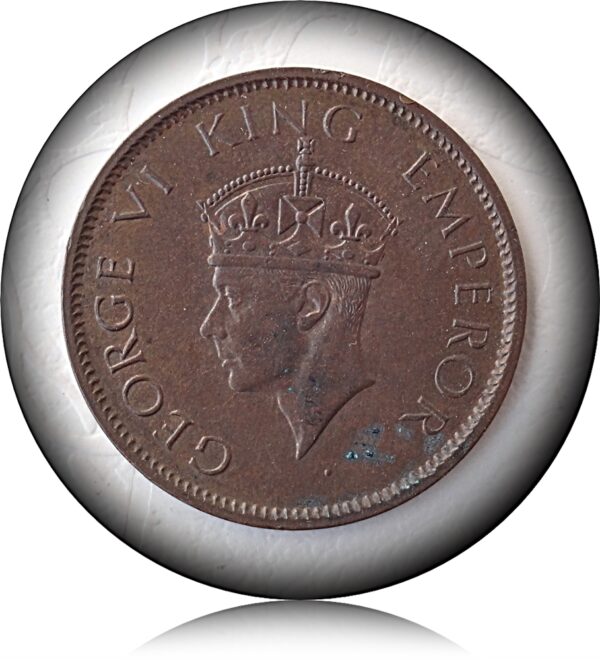 1941 1/4 Quarter Anna King George VI British India Calcutta Mint Coin Value - Image 2