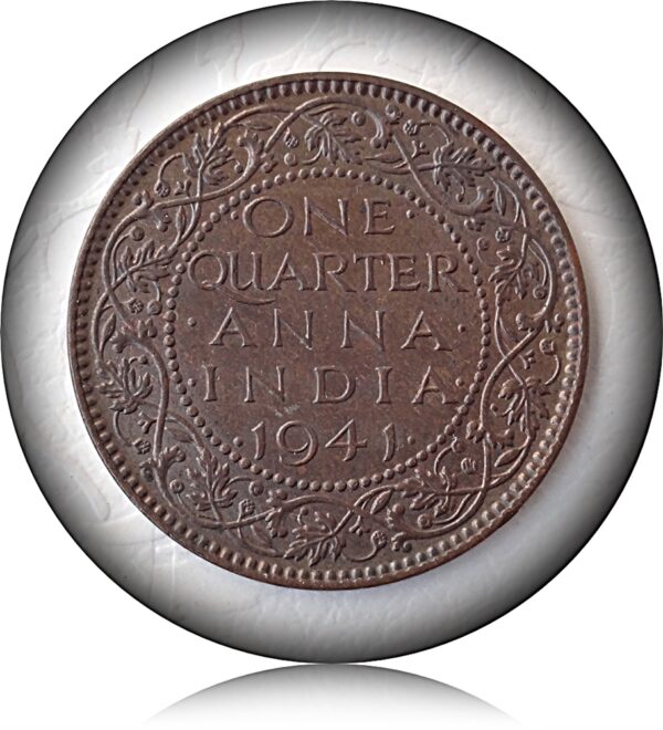 1941 1/4 Quarter Anna King George VI British India Calcutta Mint Coin Value - Image 3