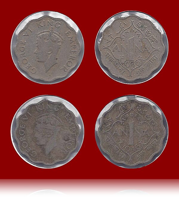 1946 1 Anna British India King George VI 2 COINS - worth collecting - Image 2