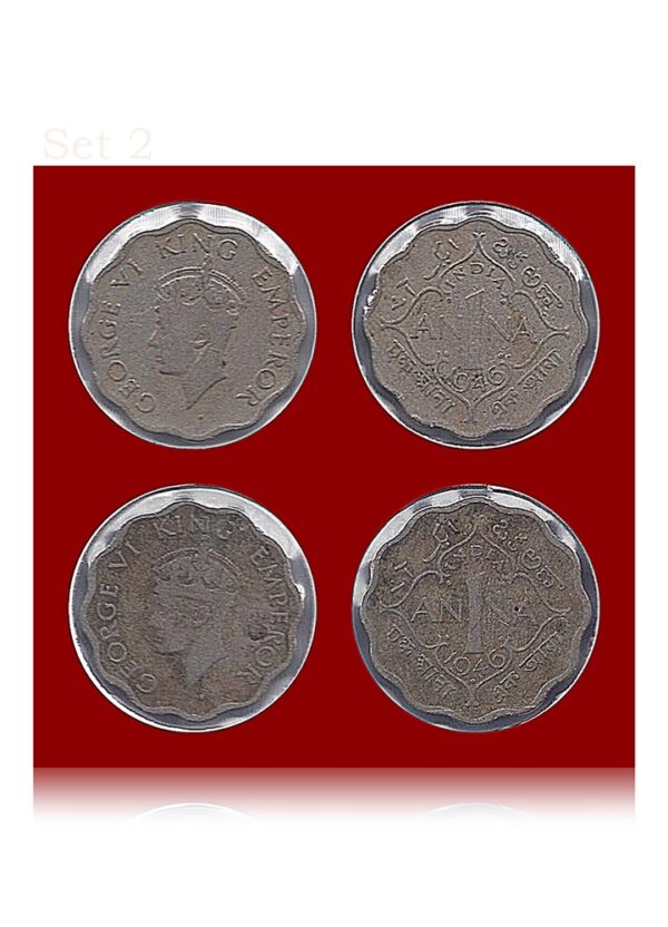 1946 1 Anna British India King George VI 2 COINS - worth collecting