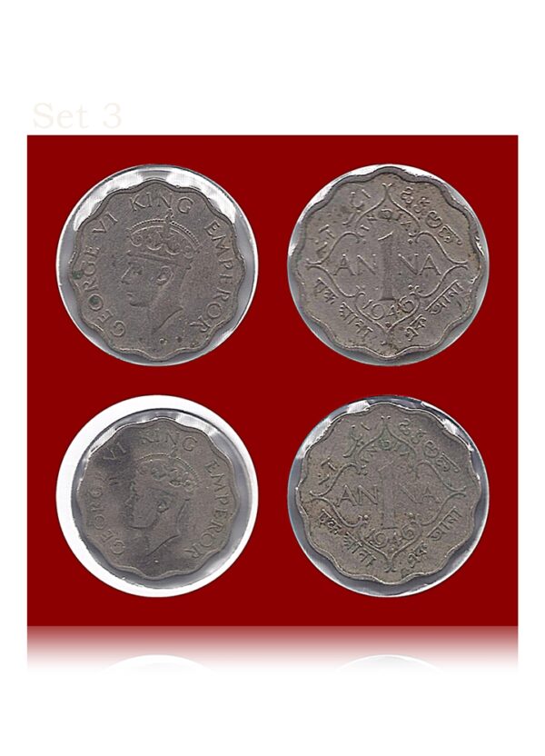 1946 1 Anna King George VI 2 COINS -  best buy worth