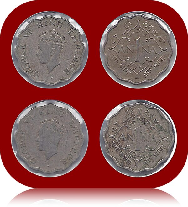 1947 British India 1 Anna King George VI 2 COINS - Best buy online - Image 2